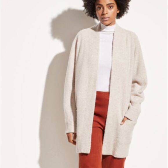 VINCE Raglan Sleeve 100% Cashmere Cardigan Marble Gray Taupe {M34} - Picture 1 of 6